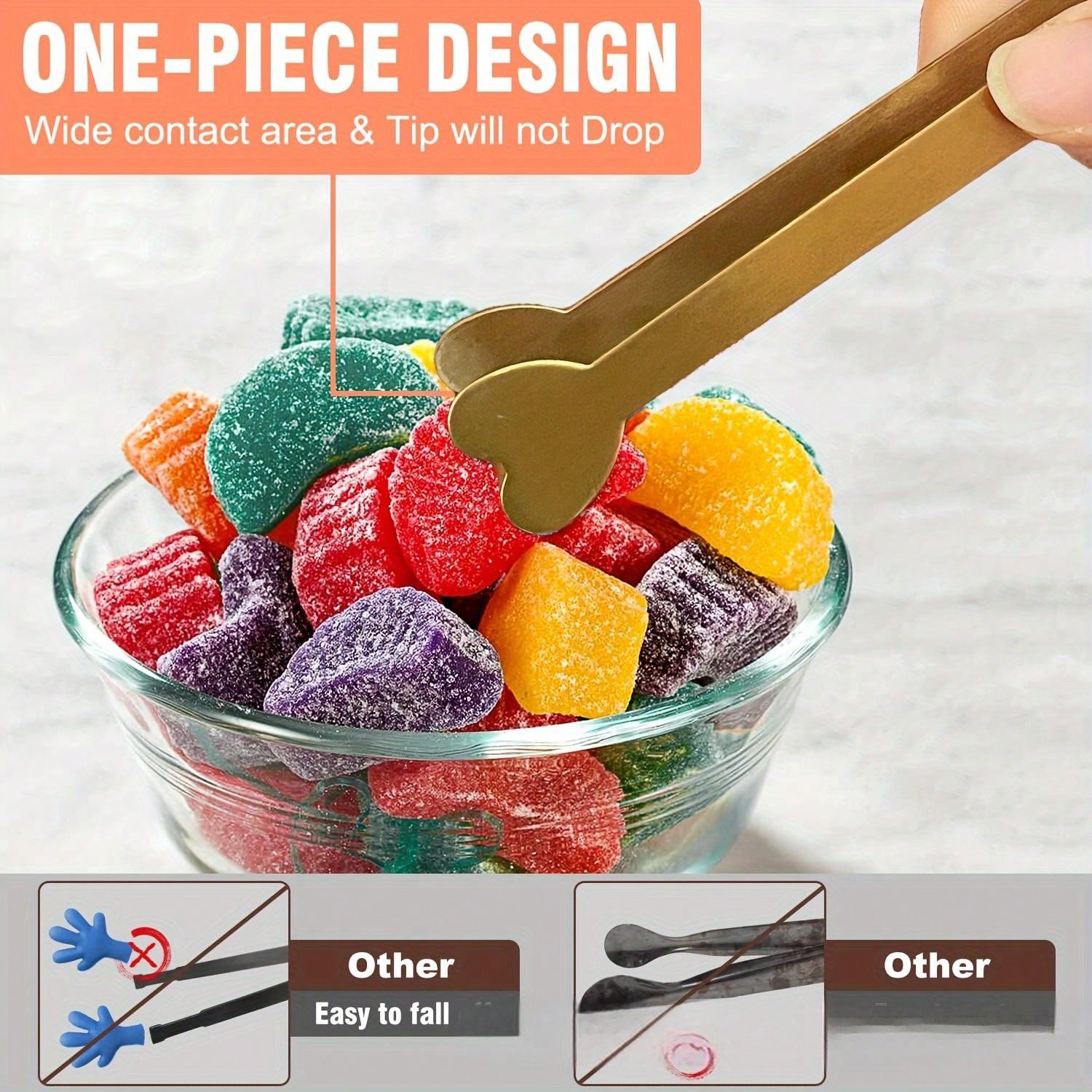 Food Snacks For Party - Gold Stainless Steel Mini Serving Tongs
