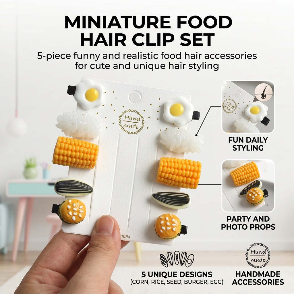 Mini Food Hair Clips Set Reali - Food Snacks For Party avaliação e preço