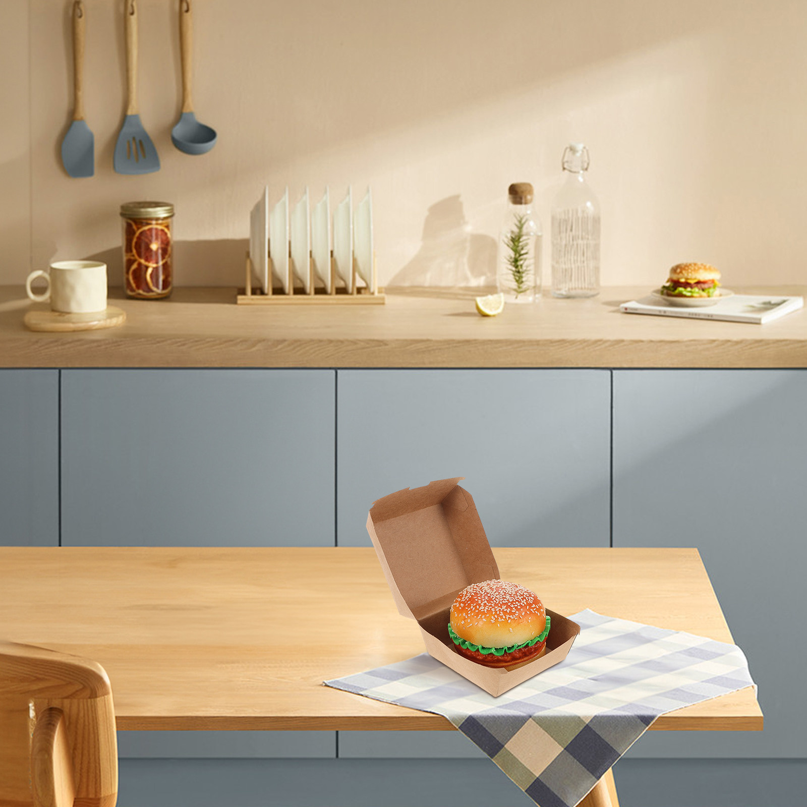 30Pcs Burger Boxes Kraft Paper - Food Snacks For Party avaliação e preço