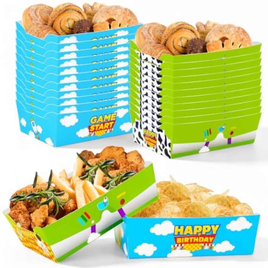 24 Pcs Cartoon Paper Food Tray - Food Snacks For Party avaliação e preço
