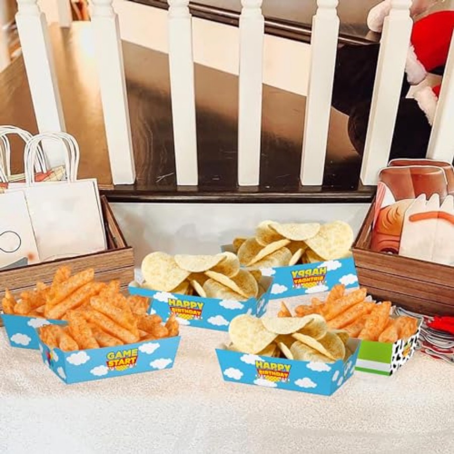 24 Pcs Cartoon Paper Food Tray - Food Snacks For Party avaliação e preço