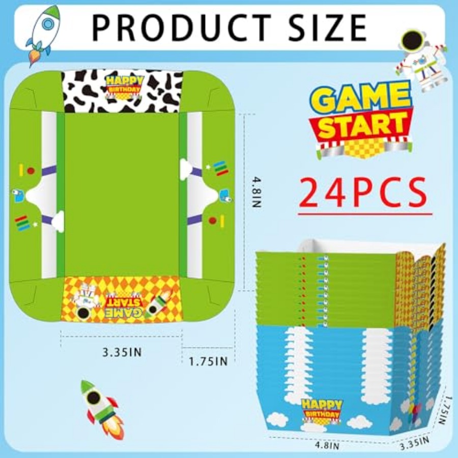 24 Pcs Cartoon Paper Food Tray - Food Snacks For Party avaliação e preço