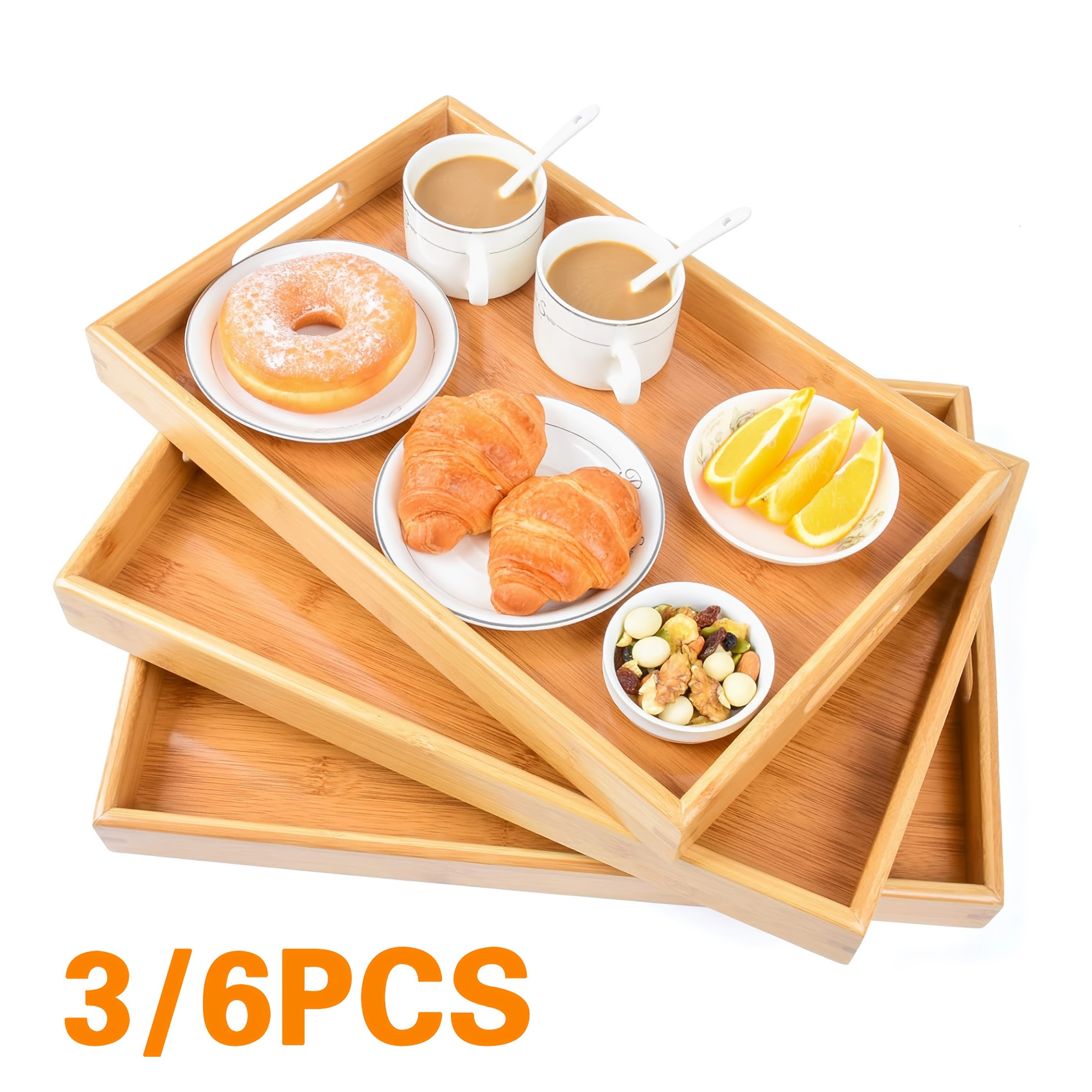 Bamboo Serving Tray Kitchen Fo - Food Snacks For Party avaliação e preço