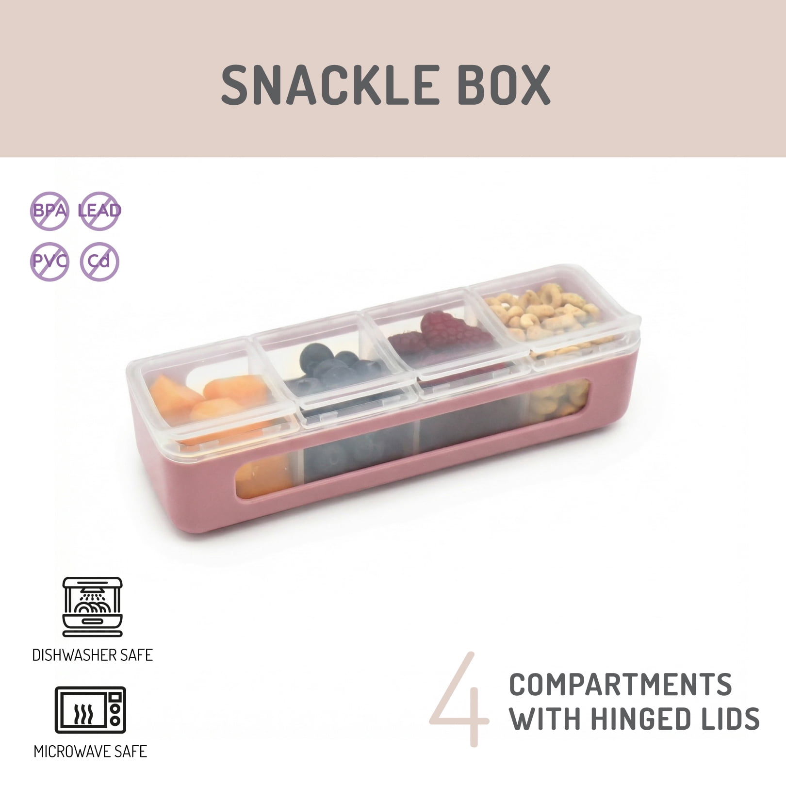 New Snackle Box – 4 Compartmen - Food Snacks For Kids avaliação e preço