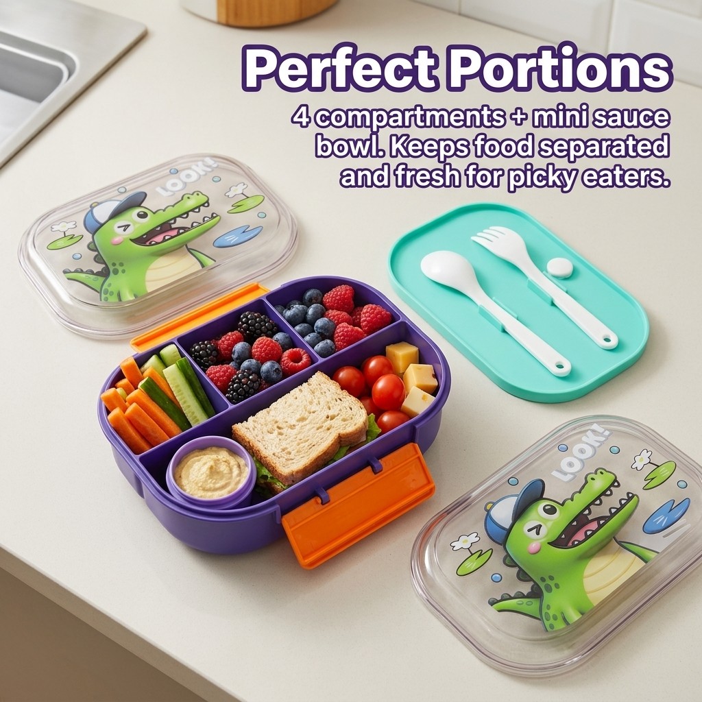 Cute Cartoon Kids Lunch Box 4  - Food Snacks For Kids avaliação e preço