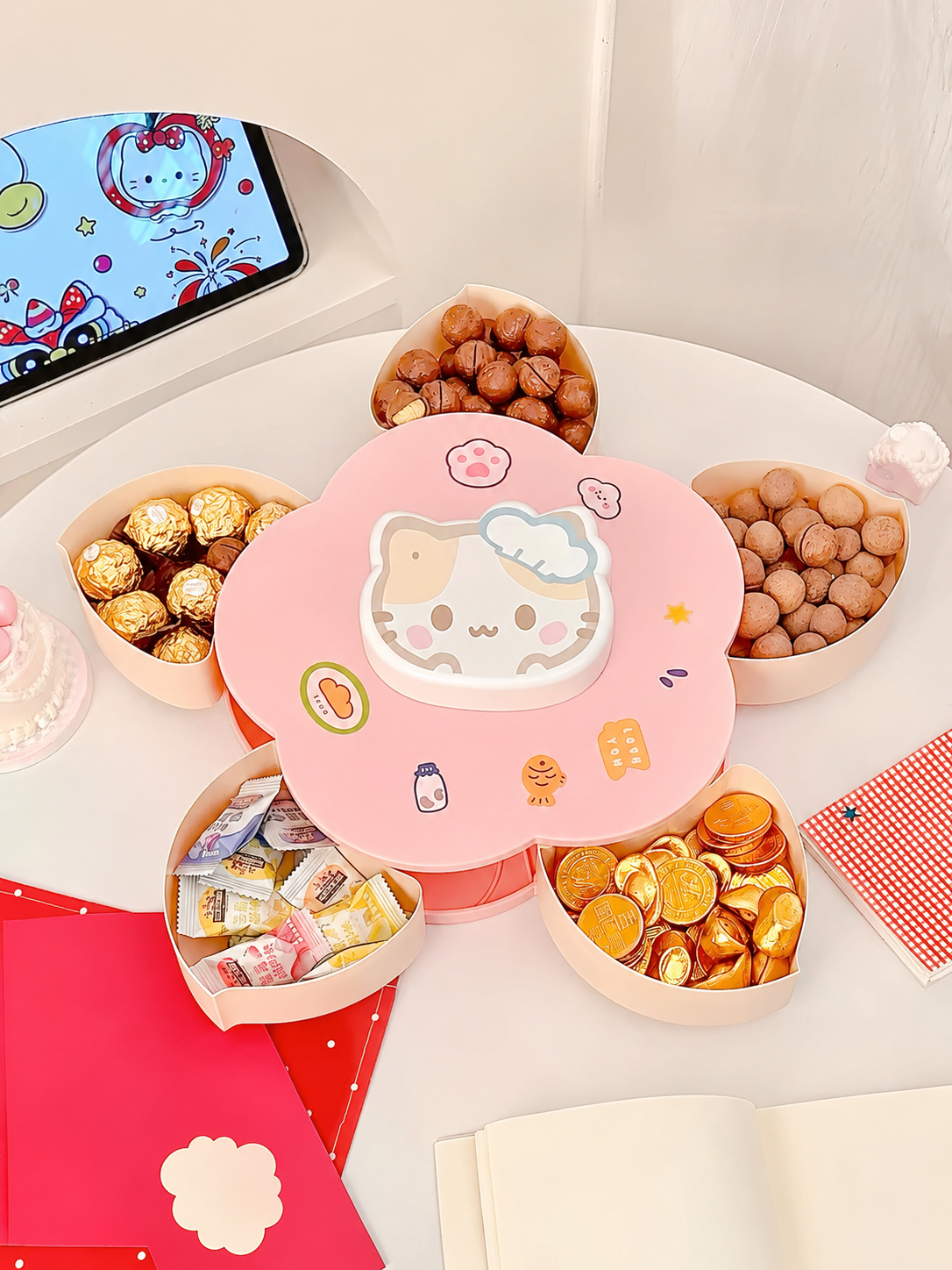 Rotatable Cute Cartoon Divided - Food Snacks For Party avaliação e preço