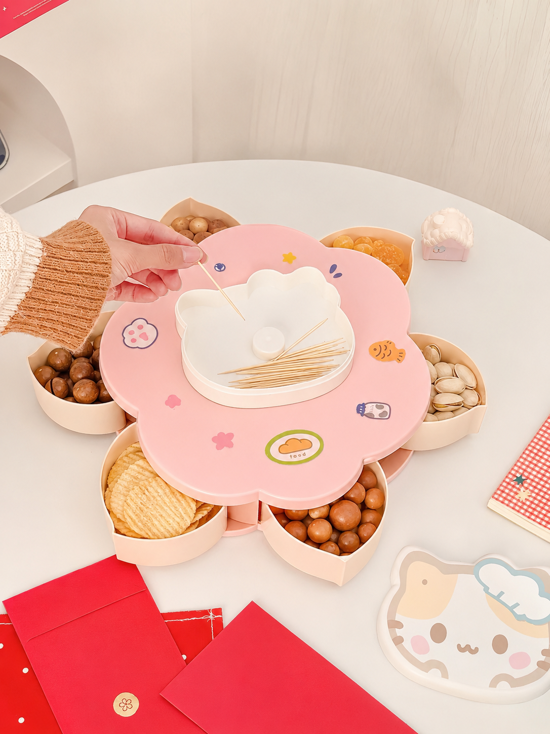 Rotatable Cute Cartoon Divided - Food Snacks For Party avaliação e preço